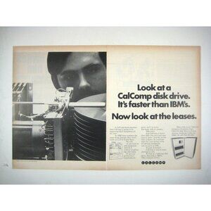 Vintage 1970s CalComp Disk Drive Advertisement 2 Page IBM Print AD